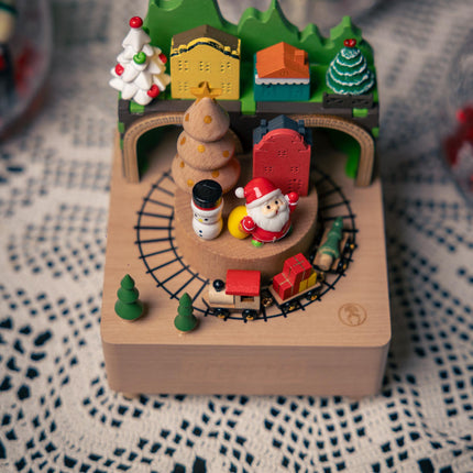 Christmas Wooden Music Box Alarm Clock