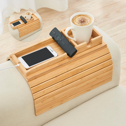 Bamboo Sofa Cup Holder Tray