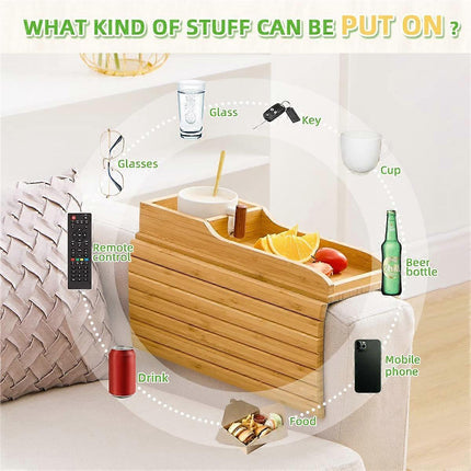 Bamboo Sofa Cup Holder Tray