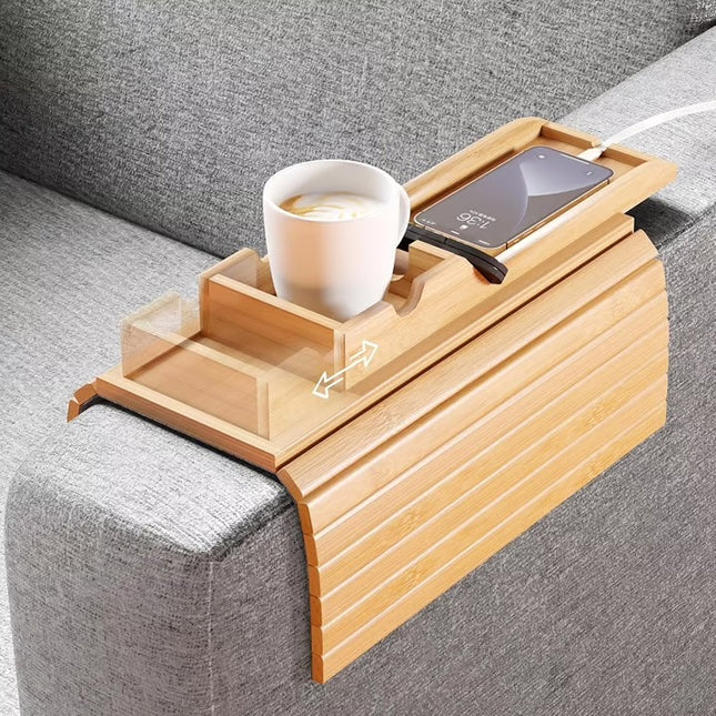 Bamboo Sofa Cup Holder Tray