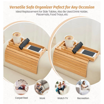 Bamboo Sofa Cup Holder Tray